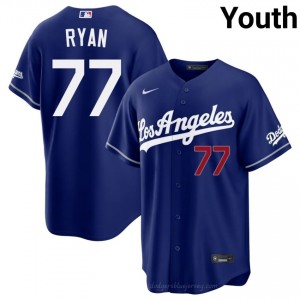 River Ryan #77 Royal Baseball Jersey | Youth Dodgers Premium MLB Uniform M0RK1368