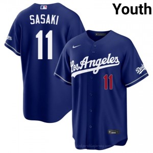 Roki Sasaki #11 Royal Baseball Jersey | Youth LA Dodgers Premium MLB Uniform 65YcF190