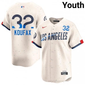 Sandy Koufax #32 Cream Baseball Jersey | Youth Dodgers Premium MLB Uniform l6753j16