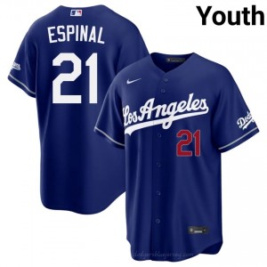 Santiago Espinal #21 Royal Baseball Jersey | Youth Dodgers Premium MLB Uniform 0m33V320
