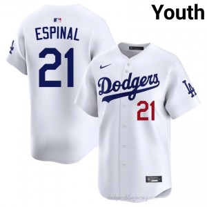 #21 Santiago Espinal White On-Field Style Baseball Jersey | Youth Authentic LA Dodgers MLB Apparel P0SD7129