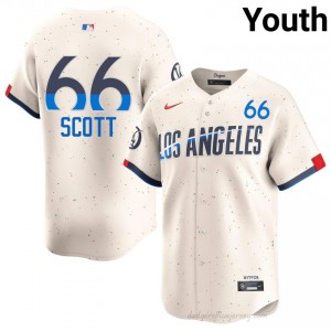 Dodgers Tanner Scott #66 Cream Youth Premium Jersey | MLB Collectible Baseball Uniform wq1m3f46