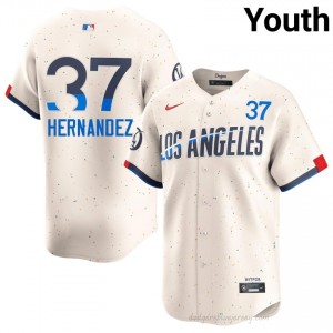 Dodgers Teoscar Hernandez #37 Cream Youth Premium Jersey | MLB Collectible Baseball Uniform XO82QH59