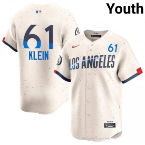 Will Klein #61 Cream Baseball Jersey | Youth Dodgers Premium MLB Uniform UmA7eT33
