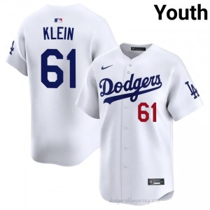 White Will Klein #61 Youth Baseball Jersey | LA Dodgers Limited Edition MLB Player Gear bb143445