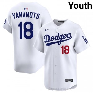 Yoshinobu Yamamoto #18 White Baseball Jersey | Youth LA Dodgers Premium MLB Uniform 7xaVL445