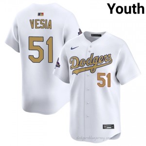 Youth Alex Vesia #51 2026 Gold Collection White Alternate Limited Baseball Jersey | LAD Official MLB Design c8qF3W27