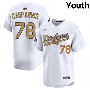 #78 Ben Casparius 2026 Gold Collection White On-Field Style Baseball Jersey | Youth Authentic LAD MLB Apparel 228lx410