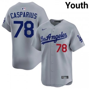 Youth Ben Casparius #78 L.A. Dodgers Grey Elite Baseball Jersey| Embroidery Authentic 20645155
