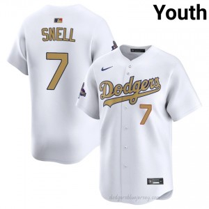 #7 Blake Snell 2026 Gold Collection White On-Field Style Baseball Jersey | Youth Authentic LAD MLB Apparel q64G8737