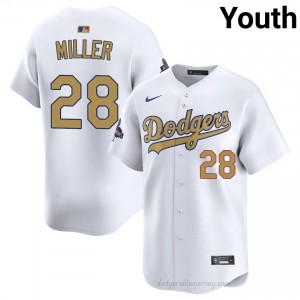 LAD Bobby Miller #28 2026 Gold Collection White Youth Premium Jersey | MLB Collectible Baseball Uniform 754u7657