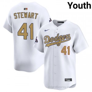 Brock Stewart #41 2026 Gold Collection White Baseball Jersey | Youth LAD Premium MLB Uniform P7g14H72