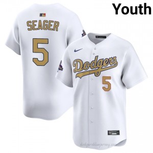 LAD Corey Seager #5 2026 Gold Collection White Youth Premium Jersey | MLB Collectible Baseball Uniform 33MfCi12