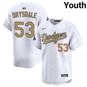 Youth Don Drysdale #53 LAD 2026 Gold Collection White Elite Baseball Jersey| Stitch Authentic 2M12Oc54