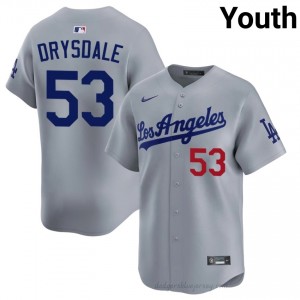 #53 Don Drysdale Grey On-Field Style Baseball Jersey | Youth Authentic L.A. Dodgers MLB Apparel WMU5eN46