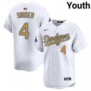 #4 Duke Snider 2026 Gold Collection White On-Field Style Baseball Jersey | Youth Authentic LAD MLB Apparel Y8Hb7L25