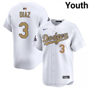 Edwin Diaz #3 2026 Gold Collection White Baseball Jersey | Youth LAD Premium MLB Uniform y48kcm83