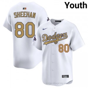 LAD Emmet Sheehan #80 2026 Gold Collection White Youth Premium Jersey | MLB Collectible Baseball Uniform Gr1l8x59