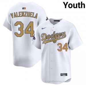 2026 Gold Collection White Fernando Valenzuela #34 Youth Baseball Jersey | LAD Limited Edition MLB Player Gear 6516L728