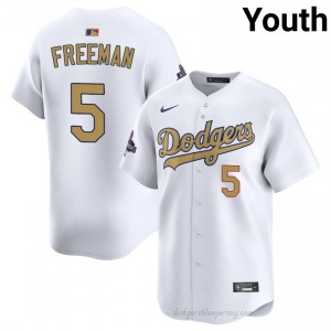 2026 Gold Collection White Freddie Freeman #5 Youth Baseball Jersey | LAD Limited Edition MLB Player Gear IfonV125
