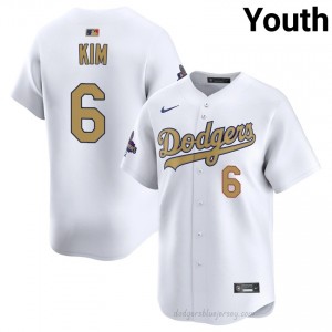 Youth Hyeseong Kim #6 LAD 2026 Gold Collection White Elite Baseball Jersey| Stitch Authentic 71vdid47