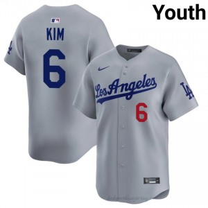#6 Hyeseong Kim Grey On-Field Style Baseball Jersey | Youth Authentic L.A. Dodgers MLB Apparel S13c6351
