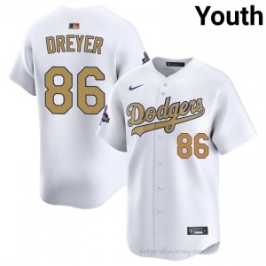 Youth 2026 Gold Collection Jack Dreyer #86 LAD White Elite Baseball Jersey| Stitch Authentic 2766RM51