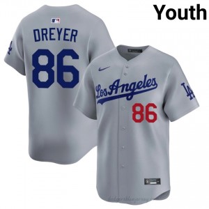 #86 Jack Dreyer Grey On-Field Style Baseball Jersey | Youth Authentic L.A. Dodgers MLB Apparel 71I1D615