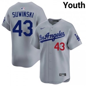 Grey Jack Suwinski #43 Youth Baseball Jersey | L.A. Dodgers Limited Edition MLB Player Gear YY8Q3G81