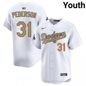 Youth Joc Pederson #31 LAD 2026 Gold Collection White Elite Baseball Jersey| Stitch Authentic K77h4828