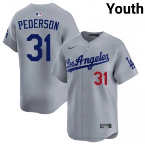 #31 Joc Pederson Grey On-Field Style Baseball Jersey | Youth Authentic L.A. Dodgers MLB Apparel 165Mw832