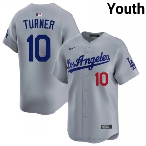 Grey Justin Turner #10 Youth Baseball Jersey | L.A. Dodgers Limited Edition MLB Player Gear 7X432355