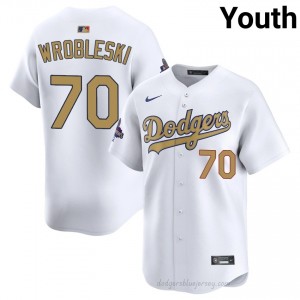 2026 Gold Collection White Justin Wrobleski #70 Youth Baseball Jersey | LAD Limited Edition MLB Player Gear 31n6K458
