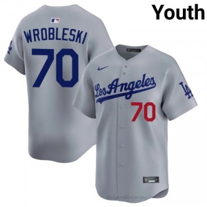 L.A. Dodgers Justin Wrobleski #70 Grey Youth Premium Jersey | MLB Collectible Baseball Uniform CA226V68