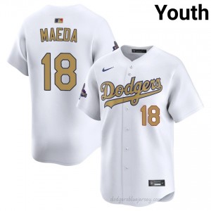 LAD Kenta Maeda #18 2026 Gold Collection White Youth Premium Jersey | MLB Collectible Baseball Uniform 2t7ccF99