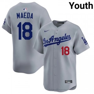 Kenta Maeda #18 Grey Baseball Jersey | Youth L.A. Dodgers Premium MLB Uniform 0T5O8H43
