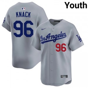 L.A. Dodgers Landon Knack #96 Grey Youth Premium Jersey | MLB Collectible Baseball Uniform 11jv8066