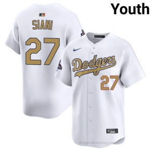 Youth Michael Siani #27 2026 Gold Collection White Alternate Limited Baseball Jersey | LAD Official MLB Design 1n4v6077