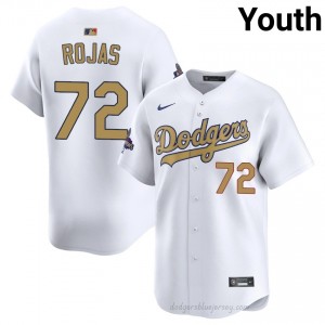 #72 Miguel Rojas 2026 Gold Collection White On-Field Style Baseball Jersey | Youth Authentic LAD MLB Apparel nvlD4034