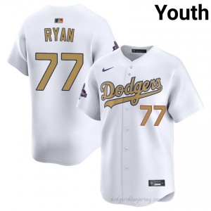 Youth River Ryan #77 2026 Gold Collection White Alternate Limited Baseball Jersey | LAD Official MLB Design D5X7cc77