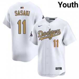 2026 Gold Collection White Roki Sasaki #11 Youth Baseball Jersey | LAD Limited Edition MLB Player Gear 7qXSno64