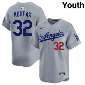 Youth Sandy Koufax #32 L.A. Dodgers Grey Elite Baseball Jersey| Embroidery Authentic 0K31UH79