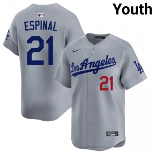 Youth Santiago Espinal #21 Grey Alternate Limited Baseball Jersey | L.A. Dodgers Official MLB Design 7s552090