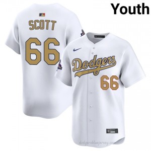 Youth Tanner Scott #66 LAD 2026 Gold Collection White Elite Baseball Jersey| Stitch Authentic 3uIqQv86