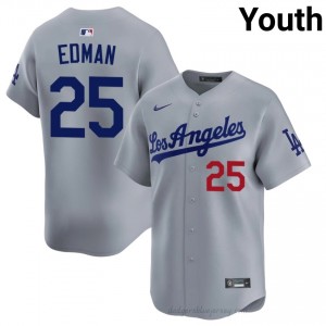 Tommy Edman #25 Grey Baseball Jersey | Youth L.A. Dodgers Premium MLB Uniform f58n3l90