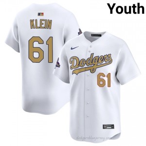 #61 Will Klein 2026 Gold Collection White On-Field Style Baseball Jersey | Youth Authentic LAD MLB Apparel 5rln0680