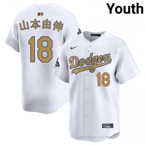 LAD Yoshinobu Yamamoto #18 2026 Gold Collection White Youth Premium Jersey | MLB Collectible Baseball Uniform 247KCh73